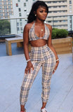 Casaul Check Design Long sleeve Turn down Collar Outer & Bra and Pant