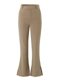 Spring High Waist Slim Side Cuff Slit Flare Pants Women Trousers Package Hips Stretch Pants Khaki Black-Outfit