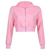 Rockmore Velvet Harajuku Heart Sweatshirt Women Y2K Long Sleeve Jackets Korean Hoodies Thin Crop Top Outfits Vintage Kawaii