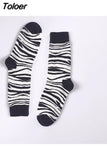 Harajuku Style Men Socks Black White Plaid Dot Cat Pattern Happy Socks New 2023 Hip Hop Combed Cotton