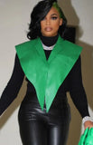 Sexy PU Leather Turndown Collar Open Size