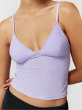 Women Crop Camisole Tops Solid Color V-Neck Summer Backless Spaghetti Strap Tank Sleeveless Mini Vest Streetwear 2024-Outfit
