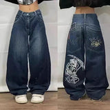 Baggy Jeans For Men Retro Embroidery Hip-Hop Goth Street Clothing-Outfit