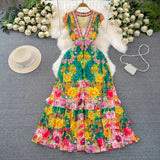 High-End Socialite Temperament Short-Sleeved Lapel Waist Show Thin A-Character Printed Shirt Dress-Outfit