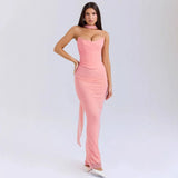 Tset Blue Bra Short Top + High-Waisted Hip Pencil Skirt Two-Piece Suit