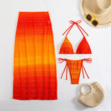2025 New Gradient Mesh Three-Piece Beach Dress Sexy