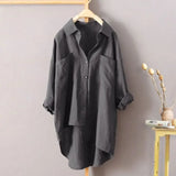 Spring Summer Streetwear Loose Solid Color Shirt Women's Clothing All-match Pockets Stylish Korean Single-breasted
