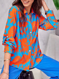 Loose Print Shirt Blouse Office Lady Long Sleeve Button Shirts For Women 2023 Fashion Boho Floral Autumn Top Femme Black-Outfit