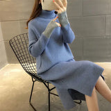 Autumn Winter Loose Long Thick Sweater Dress Women's Long Sleeve Straight Dress Women's Warm Long Knit Women's