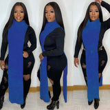 Turtleneck Side Slit Long Sweater Top 319-1-Outfit