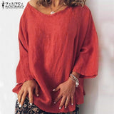 Fashion Autumn Blouse Women Long Sleeve Solid Blusas Femininas Basic Tops Robe Loose Chemise Tunic Cotton Linen