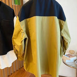 Autumn Fake Two Pieces Spliced Shirt Pockets Female Clothing Casual Loose Single-breasted Korean Basic Solid Color