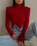 Sexy Rib Velvet High Neck Backless Long Sleeve with Mittens Fingerless