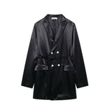 New Women's Autumn Commute Double Suit Jacket + Vertical Trousers