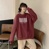 Spring Autumn Oversized Hoodies Women Korean Style Bar Code Sweatshirts Harajuku Pullover Couple Friends Clothes Tops