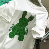 Crystal Cartoon Embroidery Knit Rabbit T Shirts Streetwear Korean Fashion Sweet Girls 2022 Summer Large 2XL Casual