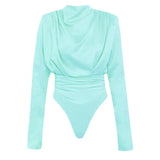 White Satin Chemisiers Blouse Long Sleeve Bodysuit Party Wear Ladies Clothe Bodysuits Tops Women Romper Mujer Shirt