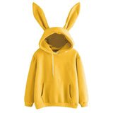 Autumn Winter Women Hoodies Kawaii Rabbit Ears Fashion Hoody Casual colors Solid Color Warm Sweatshirt Hoodies For