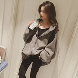 Women Letter Printed Loose Hooded Thicker Warm Sweatshirts Students Plus Velvet Long Sleeve Zip-up Womens All-match