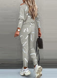 Letter Print Casual Shirt and Pants 2pc
