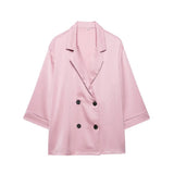 Women's Spring And Summer New Loose Wrinkle Effect Double Buckle Blazer Casual Trousers