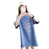 Shot 6535 Cotton Medium And Long Style Embroidery 2024 New Korean Version Short-Sleeved T-Shirt Women's Plus Size Blouse-Outfit