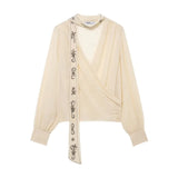 Sense A Dress 2025 Autumn New Standing Collar Sleeveless Solid Color Feathers Spliced Dress Dress