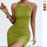 Summer New Body-Body Sling Dress Stylish Solid V-Neck Temperament
