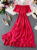 Shoulder Dress Summer Fairy Beach Dress Boho White Long Sexy Dresses For Women Party Elegant 2022 Korean Ruffle Clothes