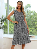 Party Printing Boho Dress Women Flying Sleeve O-Neck Floral A-Line Ladies Dresses Summer 2022 Elegant Long Dress Royal Blue Robe