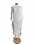 Autumn And Winter Knitted Jas-Song Dress High-Necked Bat Sleeve Open Fork And Hip Dress Women's