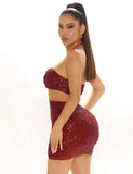 Sexy Sequins Backless Halter Sleeveless Midi