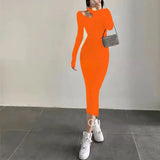 Sleeve Black Knit Dress Autumn winter Tight Cutout Sexy Slit Midi Dress 2000s Long Maxi Womens Dresses New Arrival