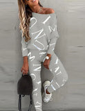 Letter Print Casual Shirt and Pants 2pc