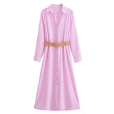 Summer Belt-Lined Commuter Style Dress 8372088-Outfit