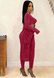 Sexy Vest And Long Slevee Coat And Pant 3 Piece