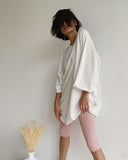 Summer Cotton Loose Sets Women 2021 Oversized Two Pieces T Shirts and High Waist Knitted Shorts Outfits