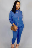 Casual O-Neck Basic Shirt and Pants 2PC