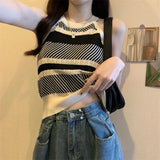 Knitted Small Sling Vest Fashion Summer Wearing Sleeveless Net Red Explosive Sweet And Sexy Waist
