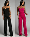 Fashion Tube Top Long Jumpsuit Women Elegant Temperament Tube Top Wide-leg Jumpsuit Women 618-1-Outfit