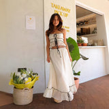 Women's Dress 2025 Summer Slings With Bows Sweet Blouse Folded Fairy Half-Dress Suit