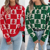 Shooting 2025 Autumn And Winter Christmas Tree Lattice Lantern Long-Sleeved Jacket Sweater Women's