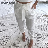 Waist Broderie Lace Casual Pants-Outfit