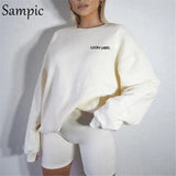 Women Winter Hoodies Sweatshirt Set Casual Outfits Long Sleeve Sport Pullovers Shirt Tops And Biker Shorts Two Piece