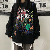 Hip Hop Sweatshirt Women Autumn Fashion Cotton Graffiti Print Hoodies Women High Street Tops Harajuku Long Sleeve Loose
