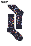 Harajuku Style Men Socks Black White Plaid Dot Cat Pattern Happy Socks New 2023 Hip Hop Combed Cotton