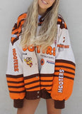 Casual Print Orange Long Lseeve Loose Oversize