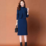 Korean Version Of The Suit Women's 2025 Autumn And Winter High-End Relaxation Knitted Sweater Half-Dress