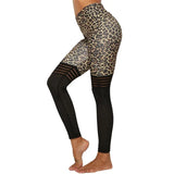 Sexy Leopard Print Leggings Women Activewear Mesh Patchwork Fitness Legging High Waist Workout Leggings
