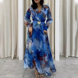 Spring And Summer New Printing Screen Dress Commuter Large Size Women's